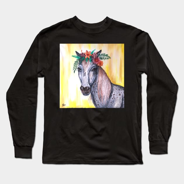 Flower horse Long Sleeve T-Shirt by Karroart